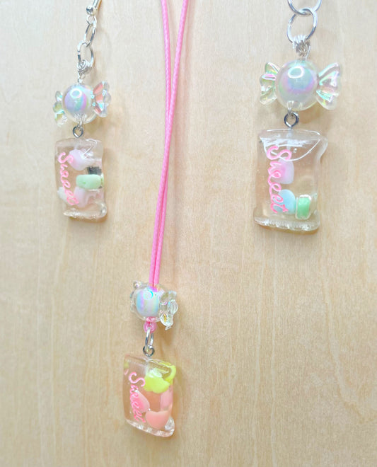 Pastel Party Candy Jewelry Necklace and Earrings Set