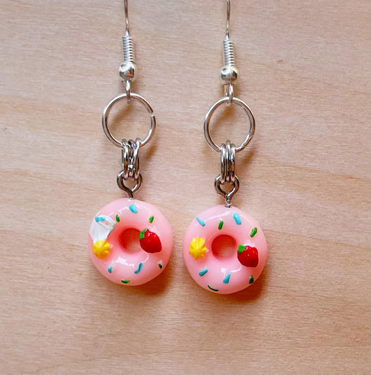 Super Cute Mini Pink Donut Earrings