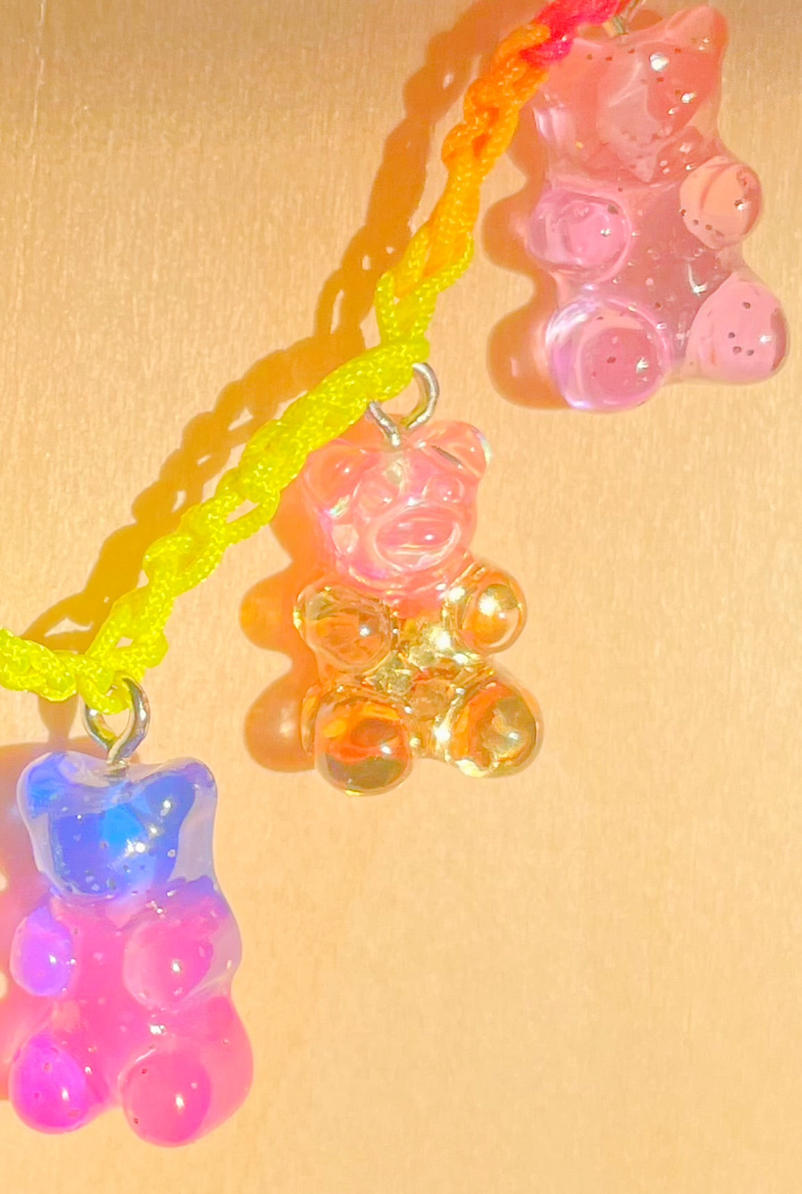 Sparkling Rainbow Gummy Bear Charm Bracelet