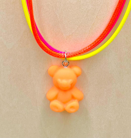 Lollipop Earring and Sunny Orange Bear Necklace Set