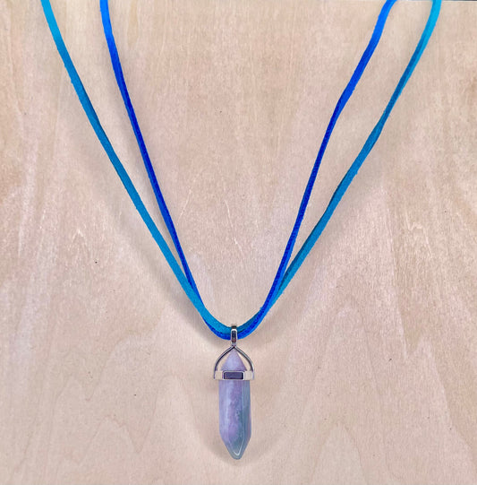 'Blue Skies' Vibes Resin Stone on Two Faux Suede Chords