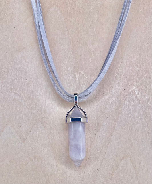 'Atlantis Vibes' Grey Resin Stone Necklace on Grey Faux Suede Cord