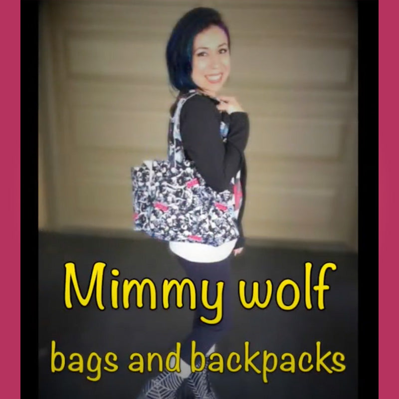 Load video: This video is all about the types of bags, backpacks, and purses that Mimmy Wolf can design and create custom for you!