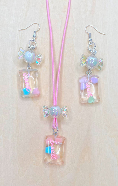 Pastel Party Candy Jewelry Necklace and Earrings Set