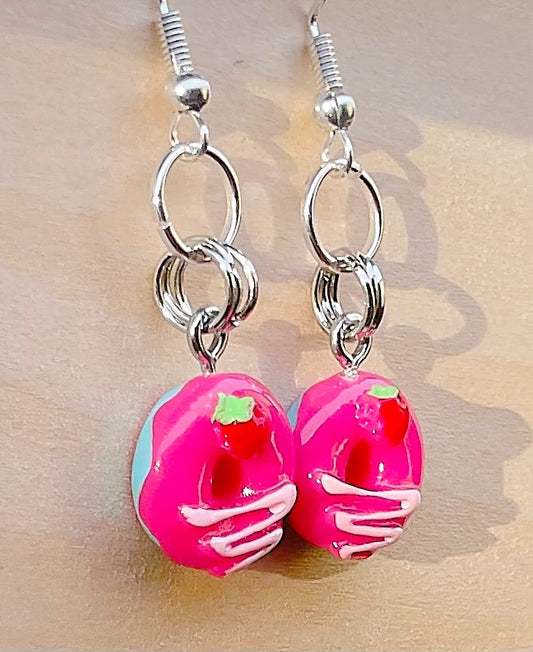 Mini Hot Pink Donut Earrings
