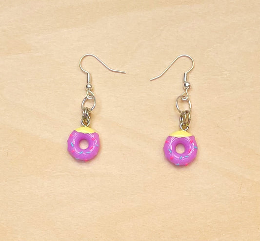 Mini purple donut earrings