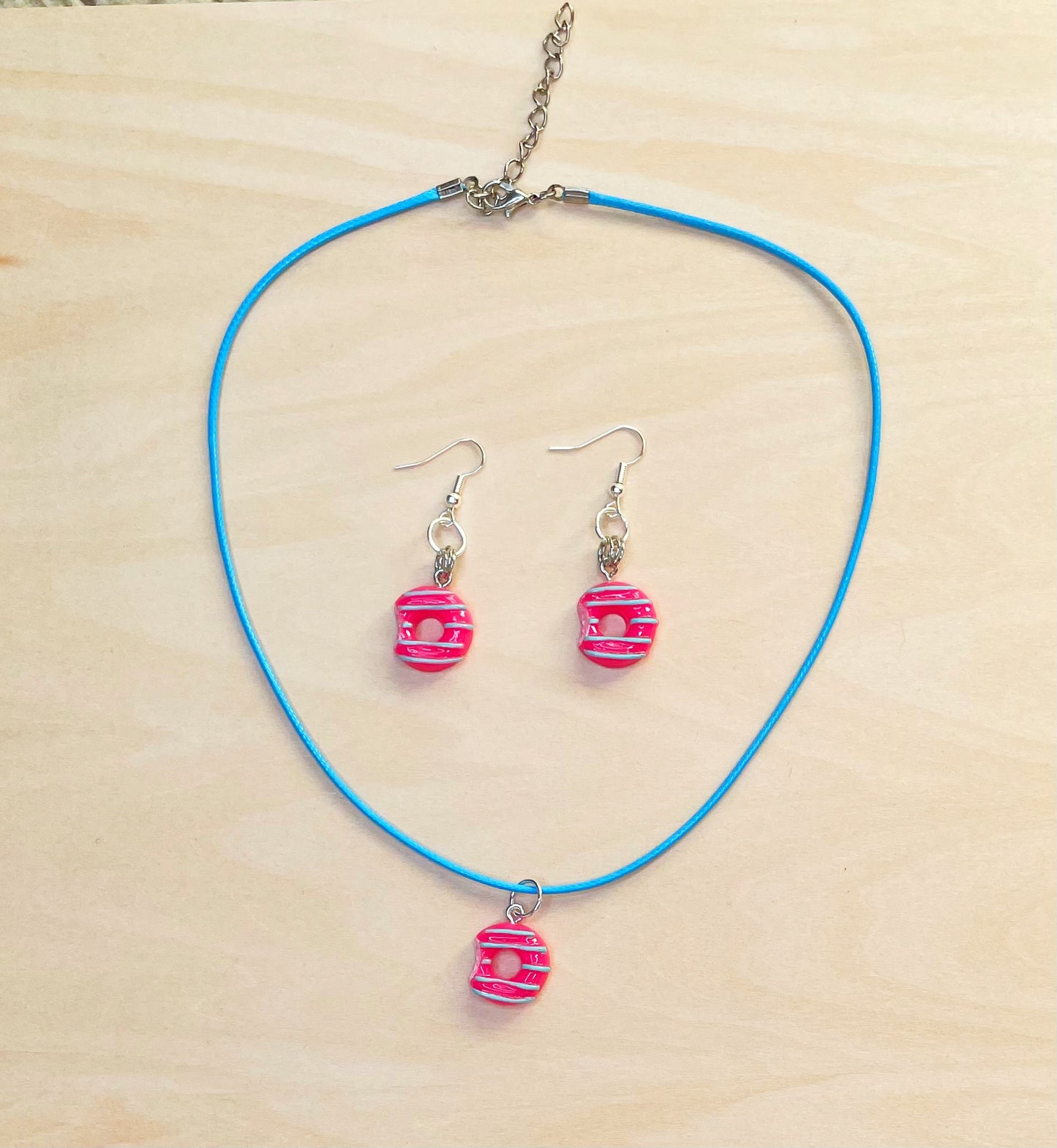 Happy Donut Necklace and Earrings Set