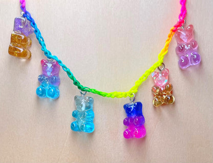 Sparkling Rainbow Gummy Bear Charm Bracelet