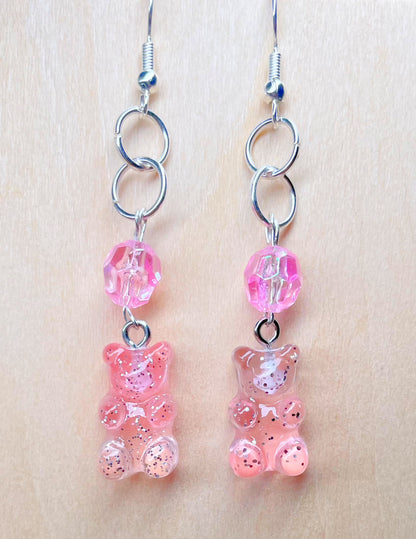 Pretty in Pink Sparkling Gummy Bear Earrings