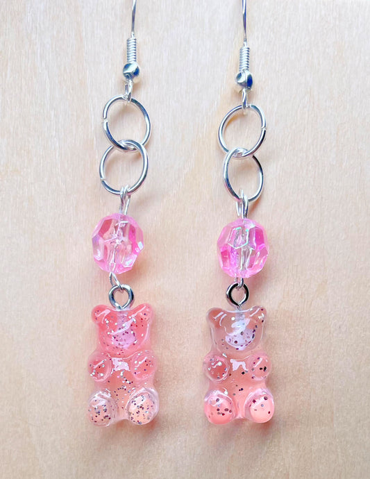 Pretty in Pink Sparkling Gummy Bear Earrings
