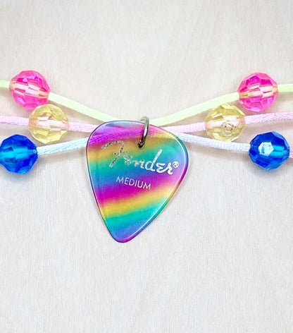 Rainbow Pick Necklace with Beads