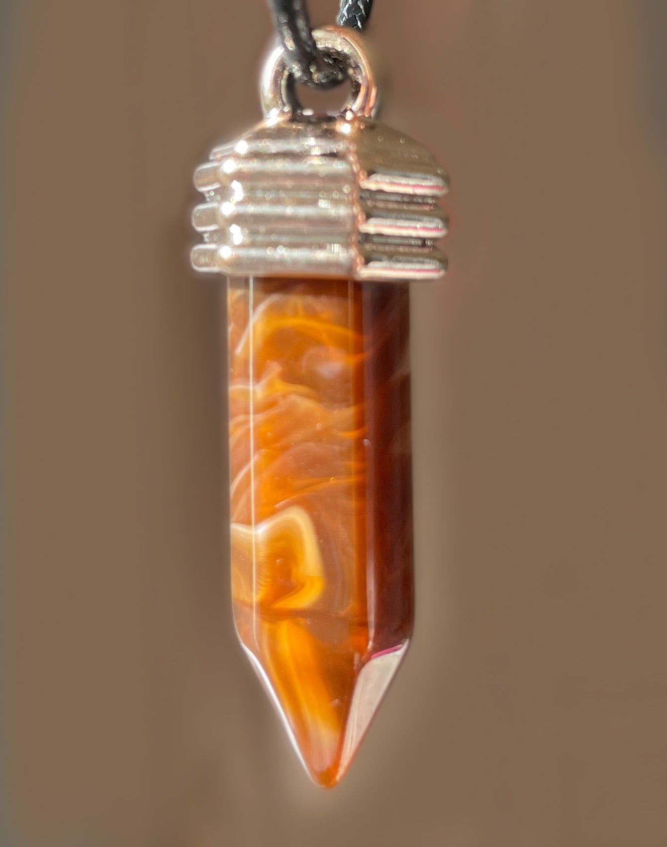 Beautiful Resin Jewel Necklace in Copper Color.