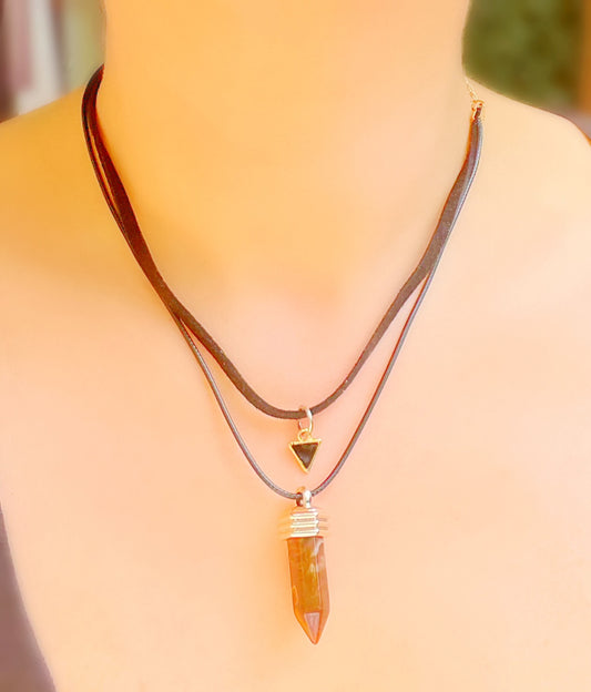 Beautiful Resin Jewel Necklace in Copper Color.