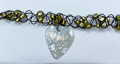 White & Gold guitar Pick Choker Necklace