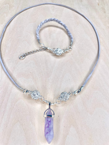 Resin Gem Necklace with Magnetic Jeweled Dragon Egg Closures with Matching Bracelet Set