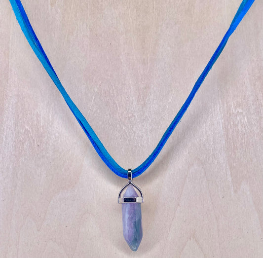 'Blue Skies' Vibes Resin Stone on Two Faux Suede Chords