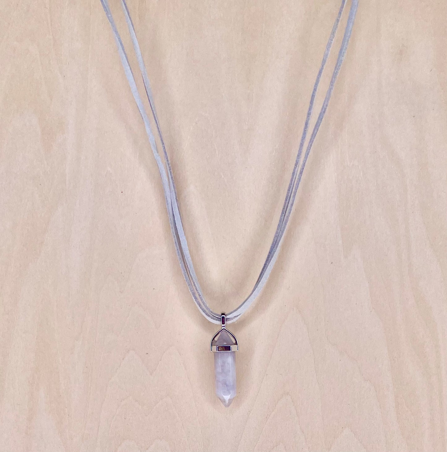 'Atlantis Vibes' Grey Resin Stone Necklace on Grey Faux Suede Cord