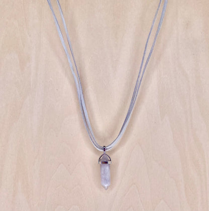 'Atlantis Vibes' Grey Resin Stone Necklace on Grey Faux Suede Cord