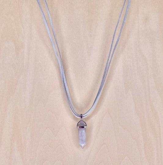 'Atlantis Vibes' Grey Resin Stone Necklace on Grey Faux Suede Cord
