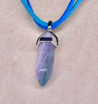 'Blue Skies' Vibes Resin Stone on Two Faux Suede Chords