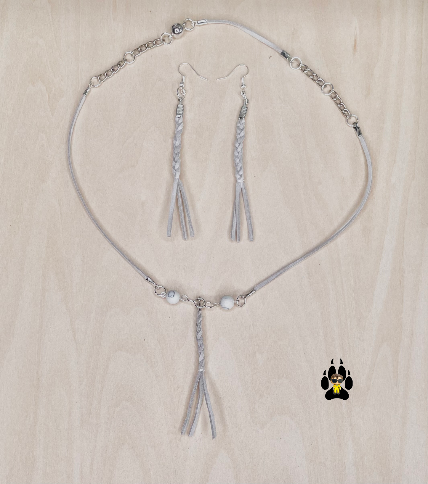 Braided in Stone Necklace and Earrings Set