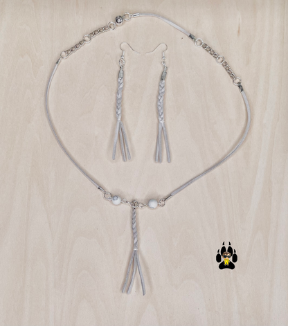 Braided in Stone Necklace and Earrings Set