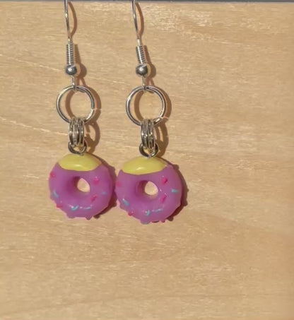 Mini purple donut earrings