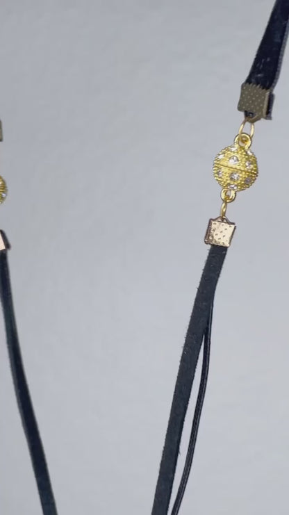 Royal Purple Resin Jewel Necklace with Gold Sparkling Magnetic Beads.
