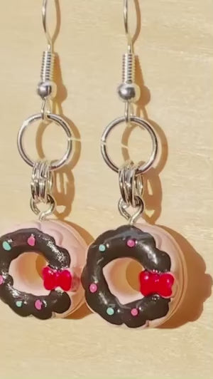 Pink & Chocolate Donut Cake Earrings