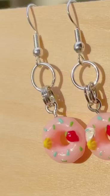 Super Cute Mini Pink Donut Earrings