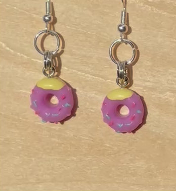 Mini Purple Donuts Necklace and Earrings Set