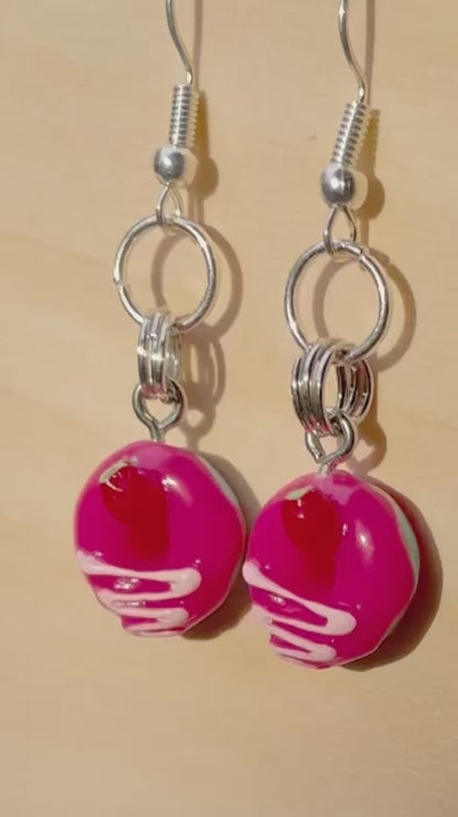 Mini Hot Pink Donut Earrings