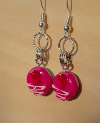 Mini Hot Pink Donut Earrings