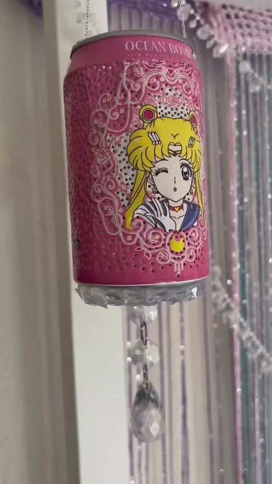 Today's Featured Product! Upcycled Anime Soda Can Chandelier with Rainbow Lights