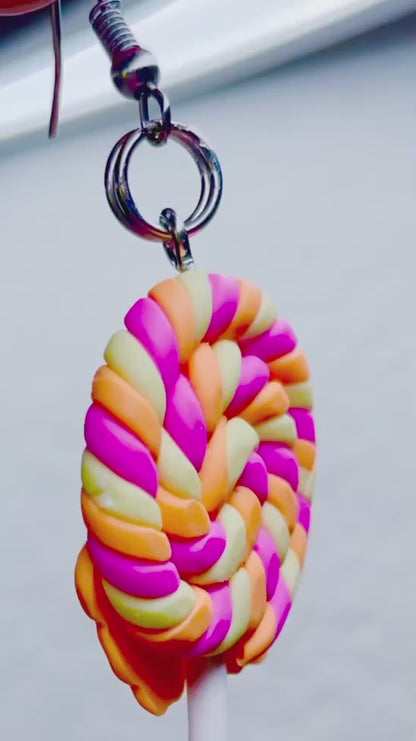 Lollipop Earring and Sunny Orange Bear Necklace Set