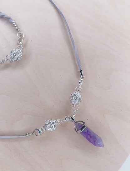 Resin Gem Necklace with Magnetic Jeweled Dragon Egg Closures with Matching Bracelet Set